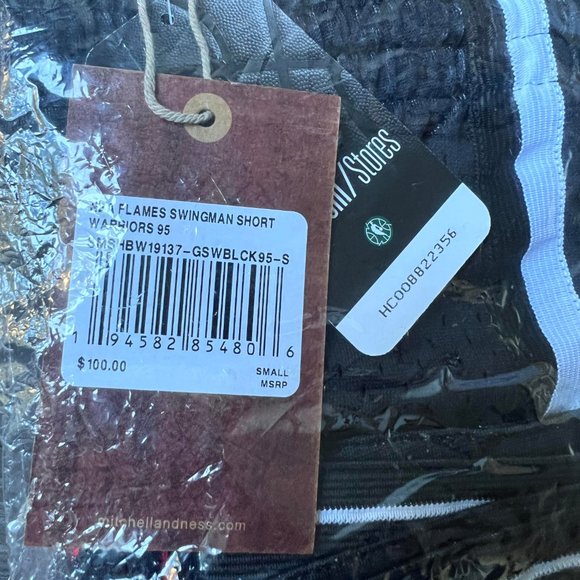 Men's Mitchell & Ness NBA Golden State Warriors Black 95 Flames Swingman Shorts - Picture 7 of 9